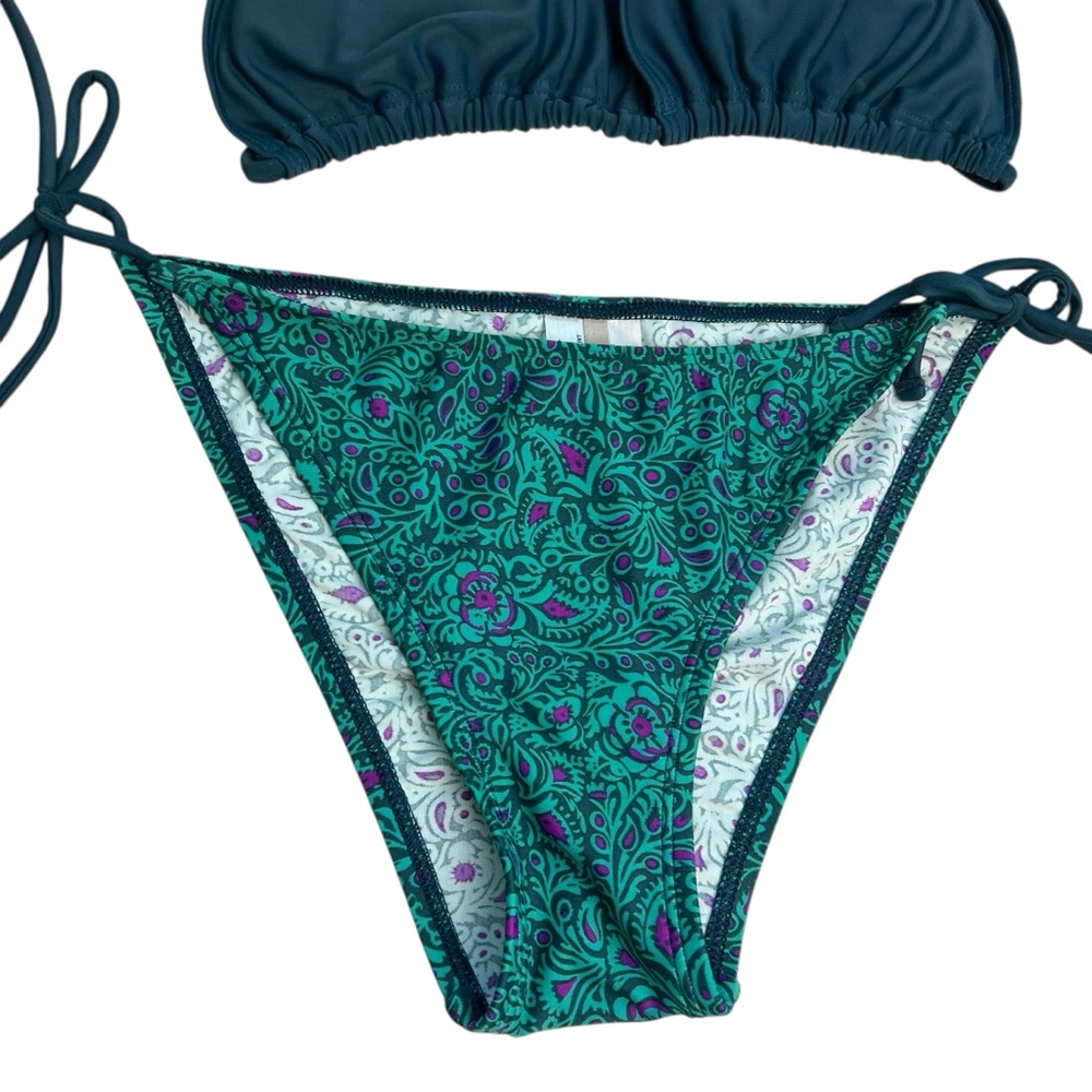 Patagonia Size XL Women's Teal Print Bikini Set Swimsuit - Picture 2 of 11